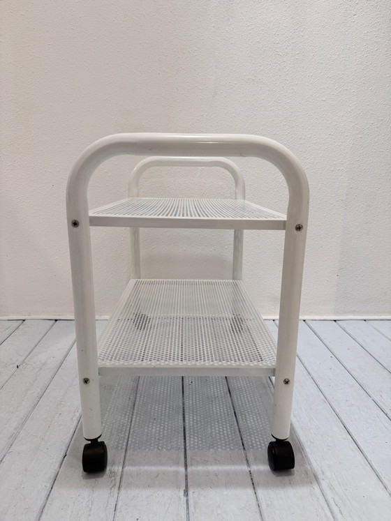 Vintage metal trolley / bar cart, white, 70s/80s (photo 10 of 15)