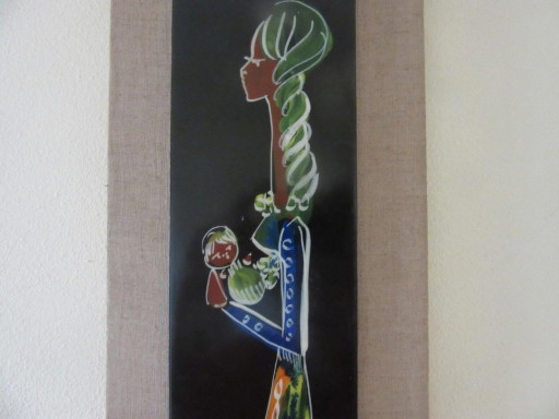 Plaque murale en céramique, Mère et Enfant, Style moderne du milieu du siècle, Signée par l'artiste Rein – wanddecoratie