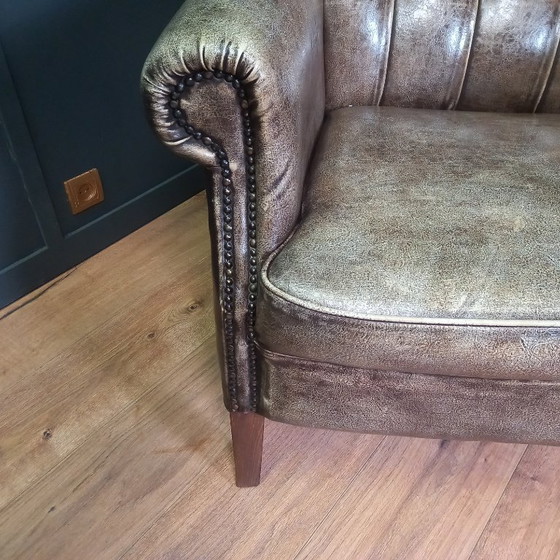 Image 1 of Fauteuil Chesterfield à oreilles vintage | Env. 1985-1990