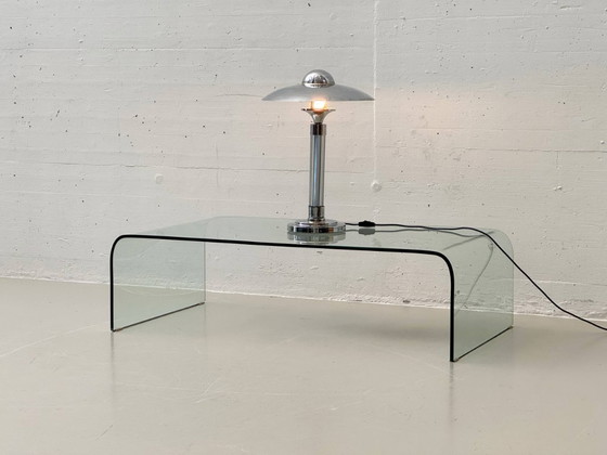 Image 1 of French Art Deco table lamp made of chrome-plated metal, 1930s