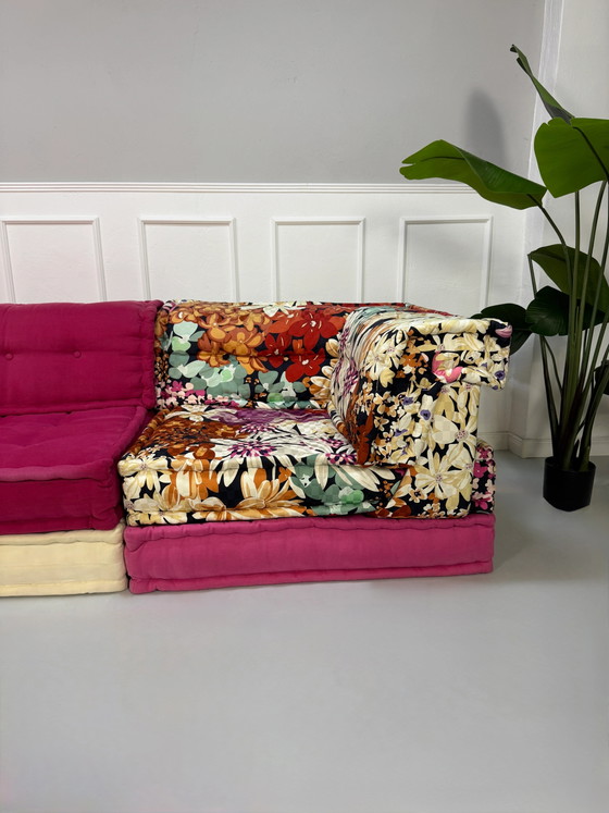 Image 1 of Roche Bobois Mah Jong Designer Sofa Stoff 3-Sitz handgefertigt MahJong Bunt