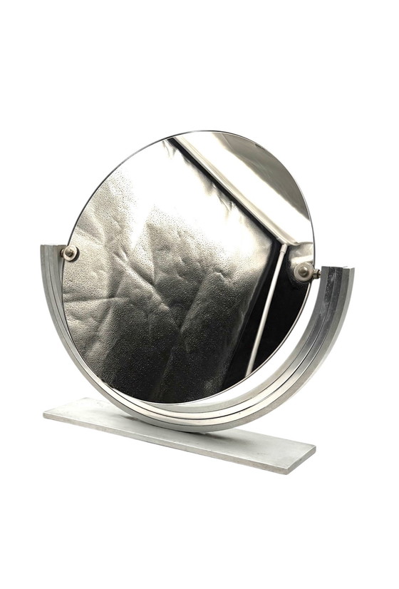 Image 1 of Mid-Century Nickel-Plated Brass Table Mirror / Vanity, Gaetano Missaglia Italy 1960s