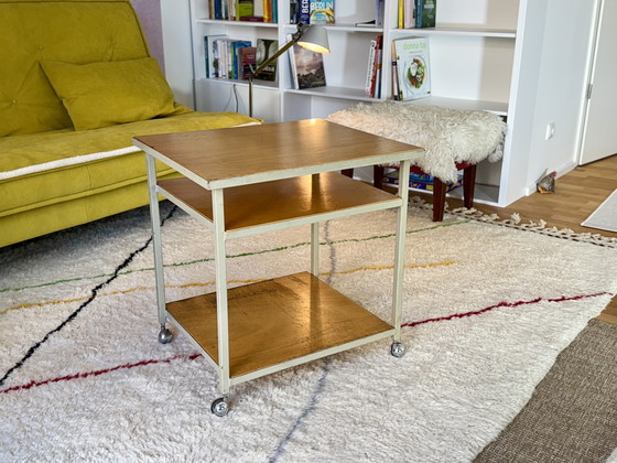Image 1 of 1970s industrial side table Vintage serving trolley Space Age Coffee table 