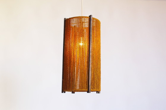 Image 1 of 1 lámpara colgante grande danesa de sisal de mediados de siglo de Temde 