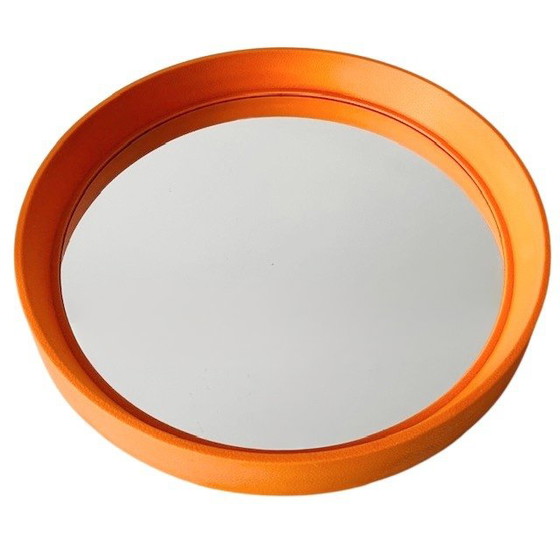 Image 1 of Mid-century Duitse space age spiegel oranje kunststof Lange Germany 1960's