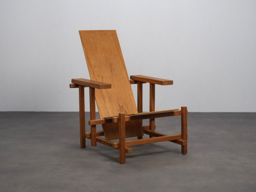 Sillón modernista al estilo de Gerrit Rietveld, Países Bajos, década de 1980. – fauteuils, Wood
