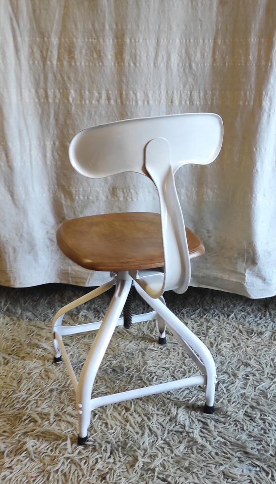 Image 1 of Sedia da officina di Nicolle in metallo e legno - anni '60