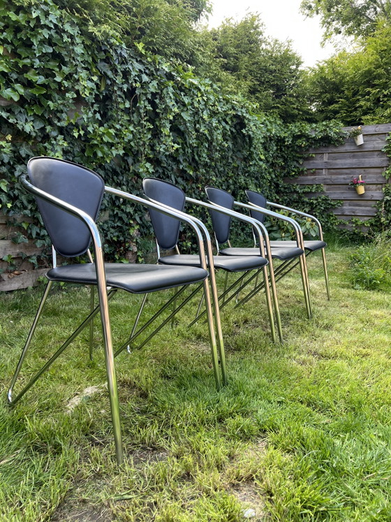 Image 1 of 4 x Moderner Chromstuhl aus Leder