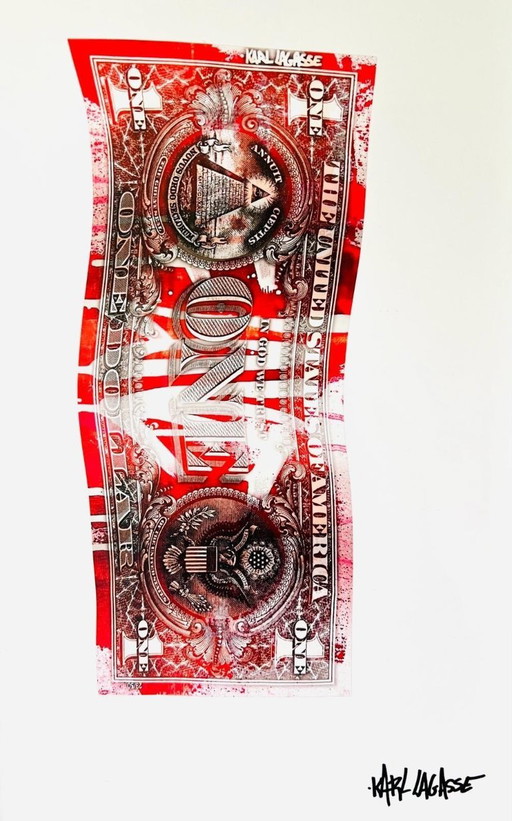Karl LAGASSE - New Art Dollar 38 - Artist's Silkscreen Print – lithos zeefdrukken, Plexiglass