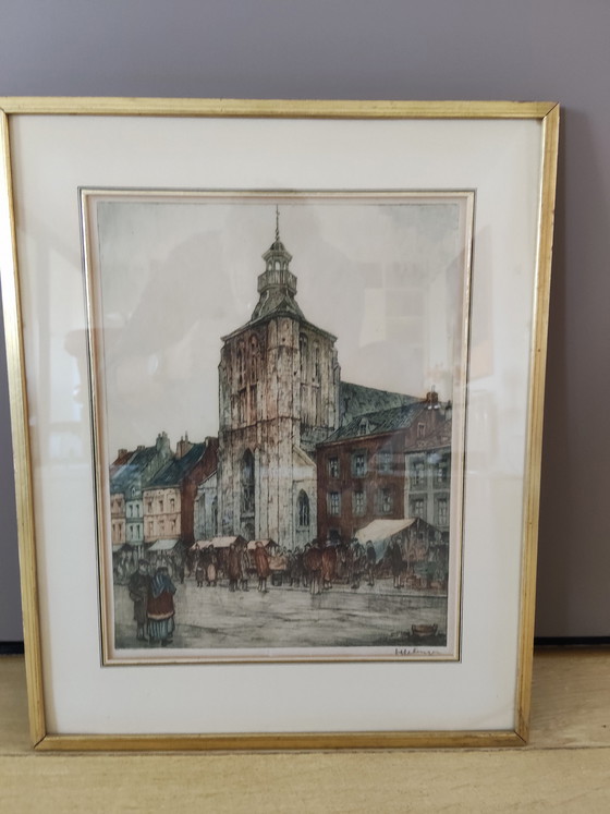 Image 1 of Han Jellinger Ets/ pentekening Boschstraat Maastricht 