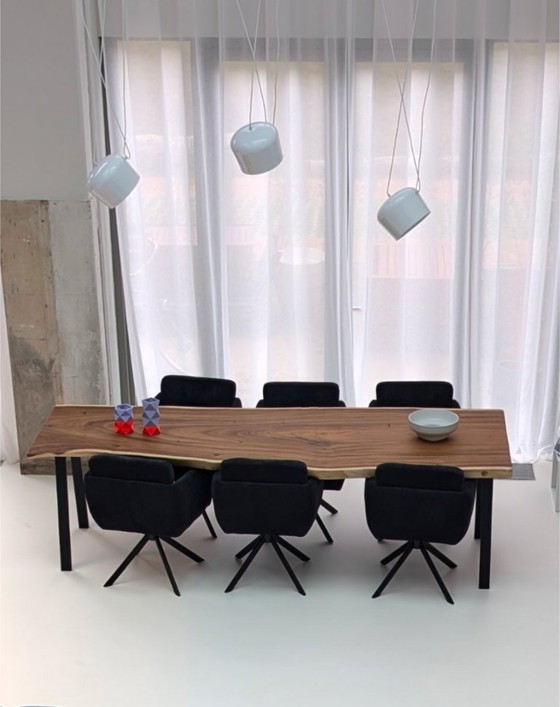 Wooden Dining table with live edge and black metal legs, Brown, Modern (photo 4 of 7)