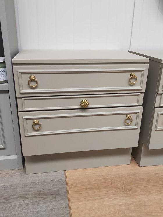 Image 1 of Coiffeuse vintage avec 2 tables de chevet