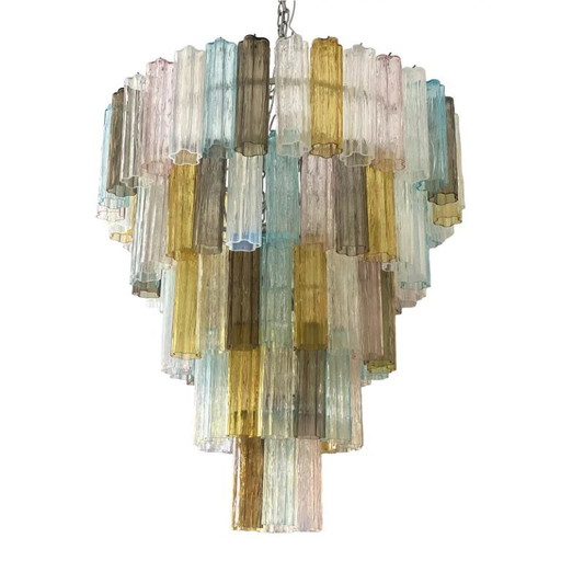 Contemporary Multicolor “Tronchi” Murano Glass Chandelier in Venini Style