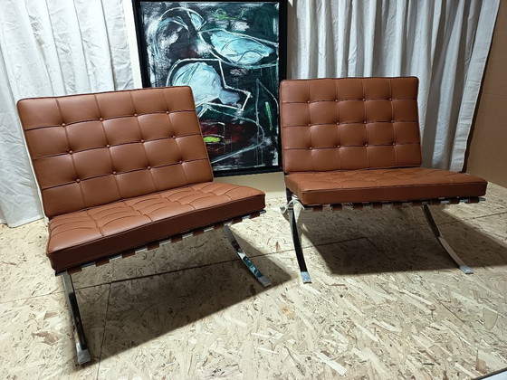 Image 1 of Sillones KNOLL Studio Barcelona (NUEVA Serie 2026) en piel natural (color coñac)