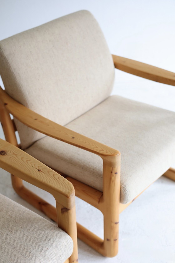 Set di 2 Poltrone vintage, Silkeborg Møbelfabrik anni '60, Legno, Tessile, Crema (foto 4 di 12)
