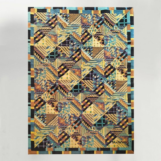 1980s Missoni geometrisch patroon vloerkleed, Multi Color, Vloerkleden en tapijten, Textiel, Geel, Abstract (foto 4 van 14)