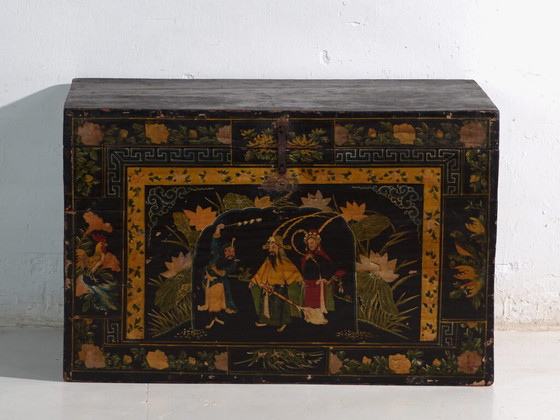 Baule antico laccato nero in legno di pino – Cina, circa 1900 – Armadi contenitori, Iron (photo 31 of 40)