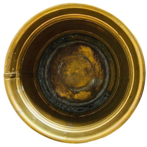 Image 1 of Vintage Brass Gold Flower Pot 1950's