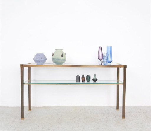 Console en laiton et verre, 1970