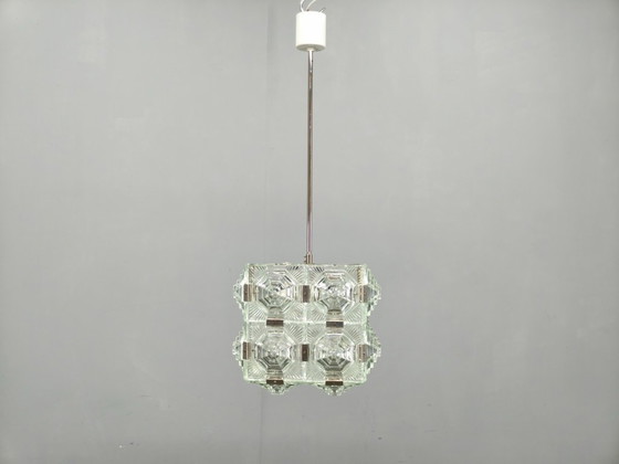 Image 1 of Lampada a sospensione brutalista in vetro di Kamenický Šenov, Cecoslovacchia anni '70