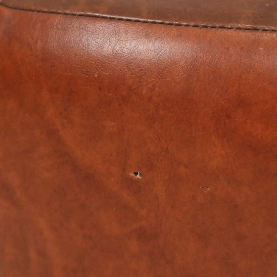 Image 1 of Vintage Poef Tweekleurig Skai Kunstleder