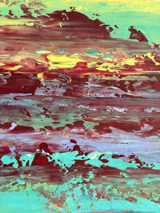 Image 1 of Eucalyptus I – Colorful abstract painting inspired by eucalyptus bark | 50x50 cm
