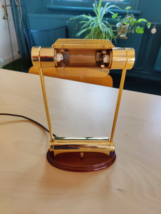 Image 1 of Trapezio banker's lamp by Cattaneo from the 1970s in brass, Italy