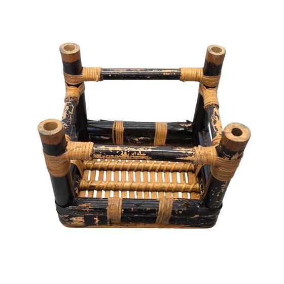 Image 1 of petite table à plantes vintage en bambou