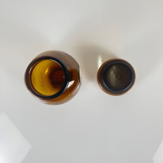 Image 1 of Vorratsglas aus geräuchertem braunem Glas, Lever, Belgien