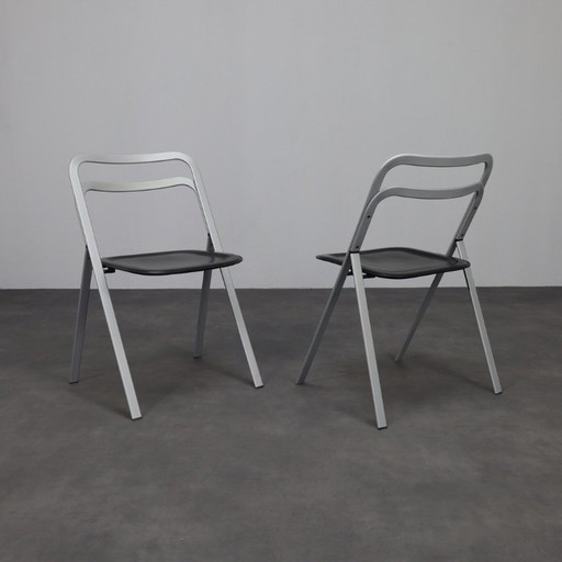 Giorgio Cattelan for Cidue Leather Folding Chairs, Italy, 1970s