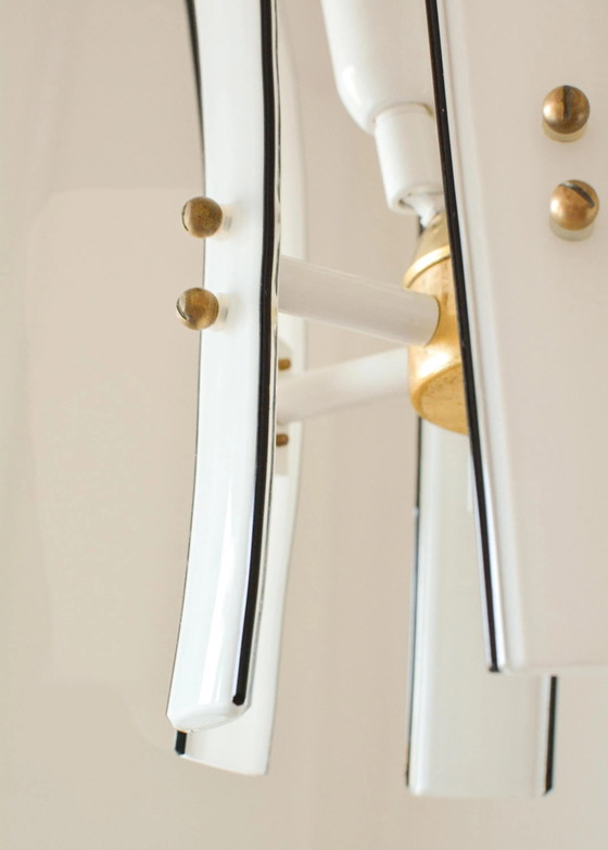 Echte Vistosi Palms Murano Glazen Kroonluchter, Jaren 70 Italiaans Messing, 6 Bladeren, 4 Lichten – Metal (photo 7 of 10)