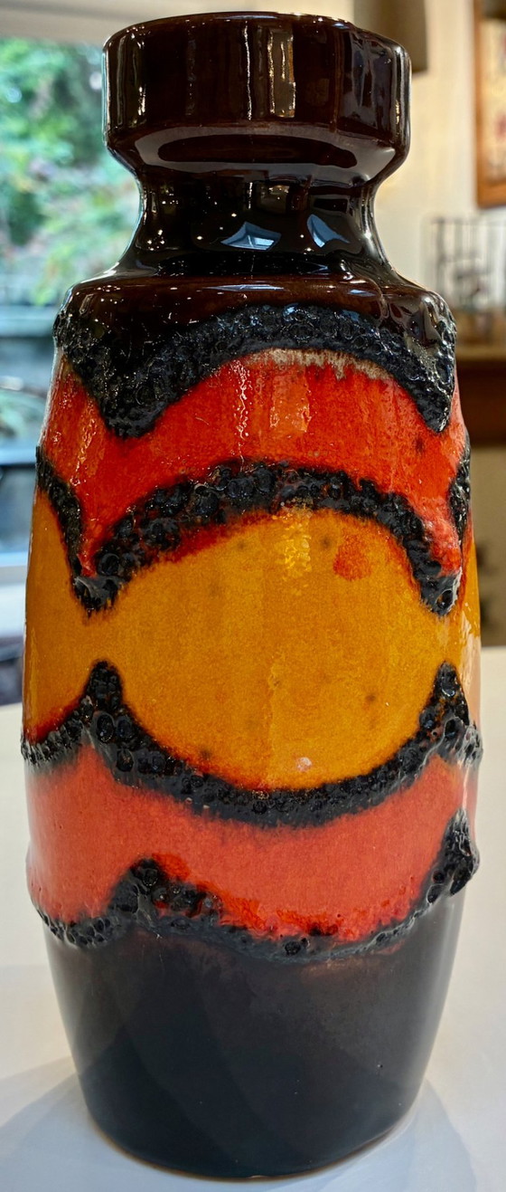 Vaso in ceramica Fat Lava, multicolore, Scheurich W-Germany, Vasi, Marrone, Vintage (foto 5 di 5)