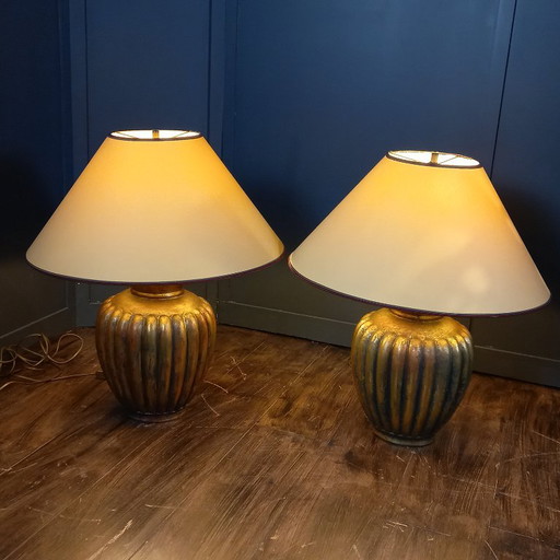 Set of Vintage Gilded Table lamps in the style of Maison le Bauphin