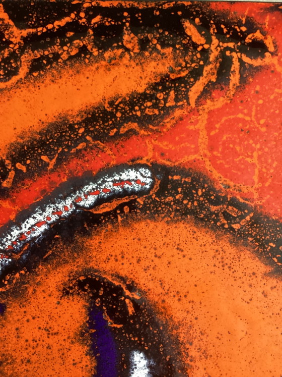 Emaille Kunstwerk Wandsculptuur Sixties Seventies Schilderij Enamel Art – Glaskunst, Glass, Metal (photo 5 of 7)