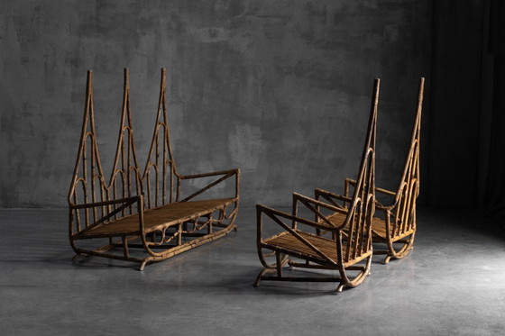 Image 1 of Panchina scultorea in bambù, Italia, anni '60