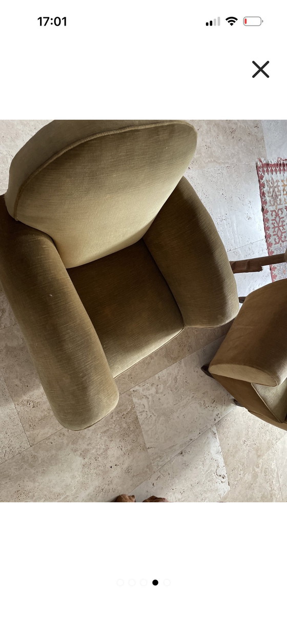 Image 1 of 2x Art Deco fluwelen fauteuil