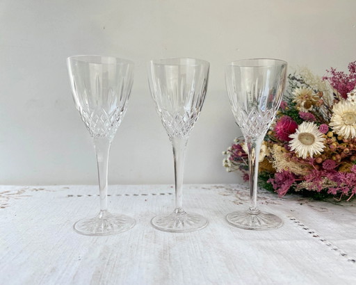 3 Vintage geschliffene Kristallgläser