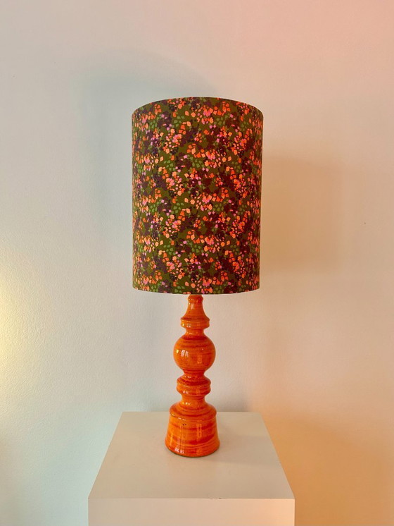 Image 1 of Tall vintage table lamp - 1970s - by Hustadt Leuchten - restored with a new shade
