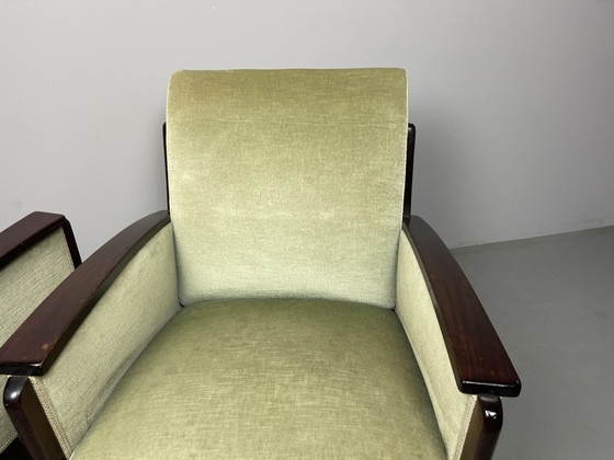 Art Deco Lounge Chairs Attributed to Pander – H Pander, Armchairs, Wood, Textile (photo 8 of 11)