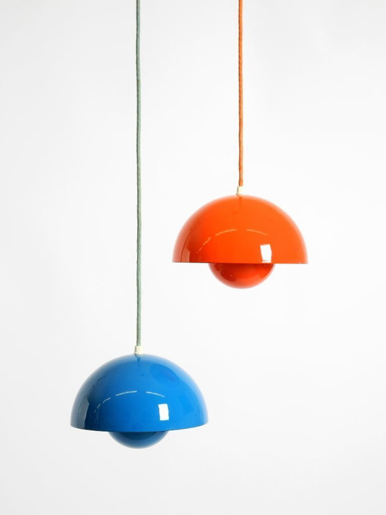 Image 1 of Original enamelled double shade Flower Pot pendant lamp by Verner Panton for Louis Poulsen Denmark