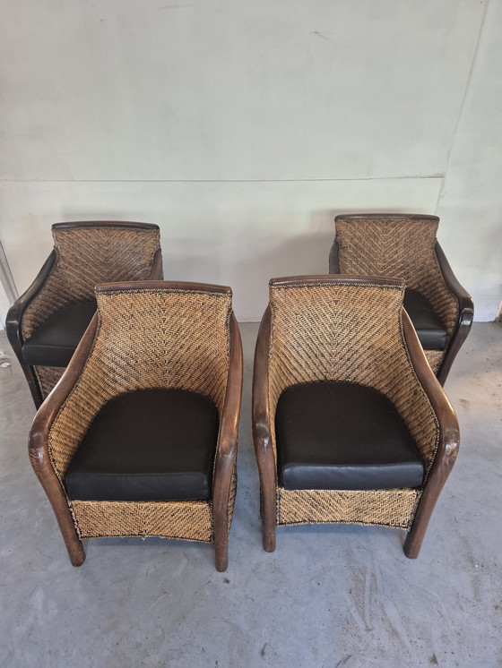 Image 1 of 4 vintage art deco colonial style armchairs