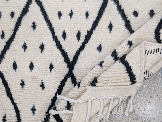 Image 1 of Tapis berbère - 305 cm x 208 cm - blanc et noir Laine