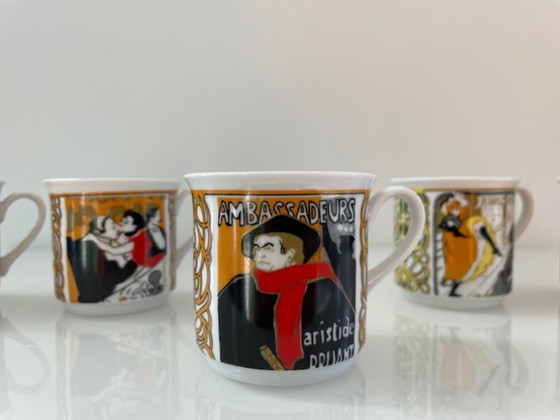 Image 1 of 5x Tazze e piattini Art Déco d'epoca (Lautrec)