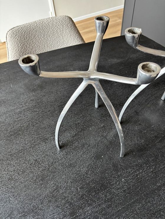 Image 1 of Portacandele in alluminio a forma di ragno vintage con tre piedi