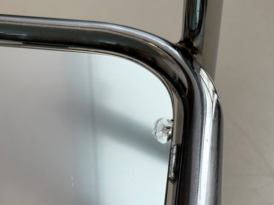 Image 1 of Tavolino Bauhaus in tubolare d'acciaio e vetro, su rotelle, anni '70.