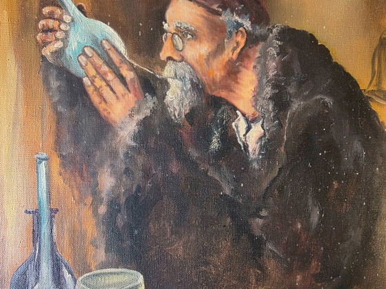 Dipinto a olio vintage di alchimista di metà secolo – Dipinti e disegni, Tela (photo 12 of 16)