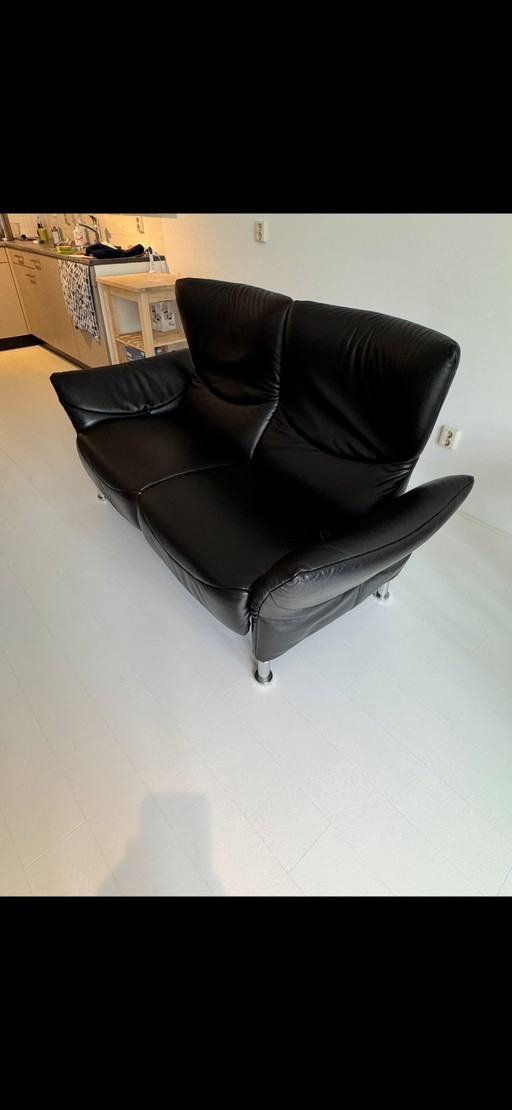 De Sede DS schwarzes Ledersofa