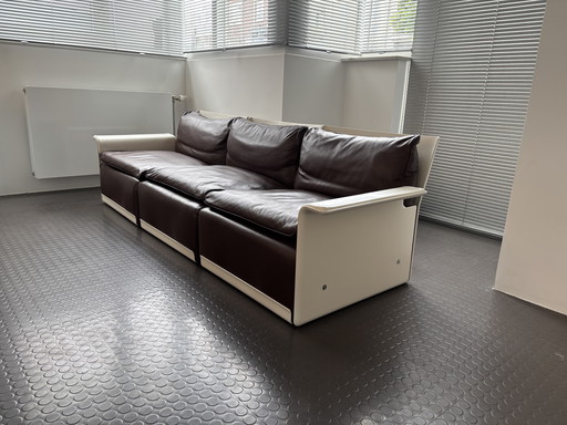 Dieter Rams Three Seater Sofa for Vitsoe (brown leather) 1980
