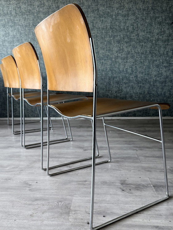 Image 1 of Set aus 4 HOWE 40/4 Stühlen – David Rowland – Bugholz und Stahl