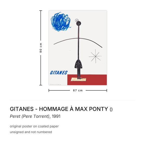 Image 1 of GITANES - HOMMAGE À MAX PONTY Peret (Pere Torrent) Manifesto 1991